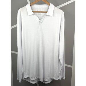 NWT BYLT Premium Basics Ribbed Open V Long Sleeve Polo Men’s XL White